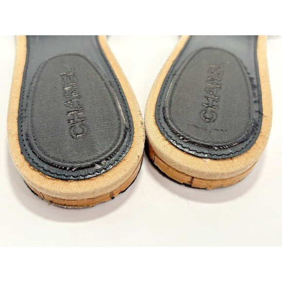 Chanel Black Rubber Slide Sandals w/ Laser Cut CC Logo Vintage Y2K Sz EU 38.5C - Picture 8 of 11